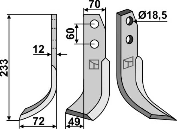 Fräsmesser 233x70mm, links